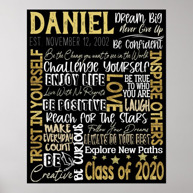 Póster Boys Graduation Gift, Class of 2020 (Frente)