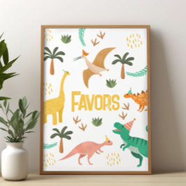 Póster Boys Jurassic Dinosaur Party Favor Sign 