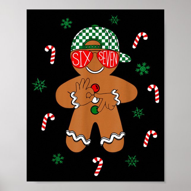 Póster Boys Mens Christmas 6 7 Gingerbread Funny Meme Six (Frente)