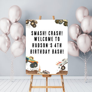 Póster Boys Monster Truck Personalizable fiesta de cumple