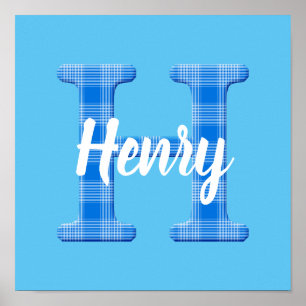 Póster Boys Name Custom Plaid Letter H