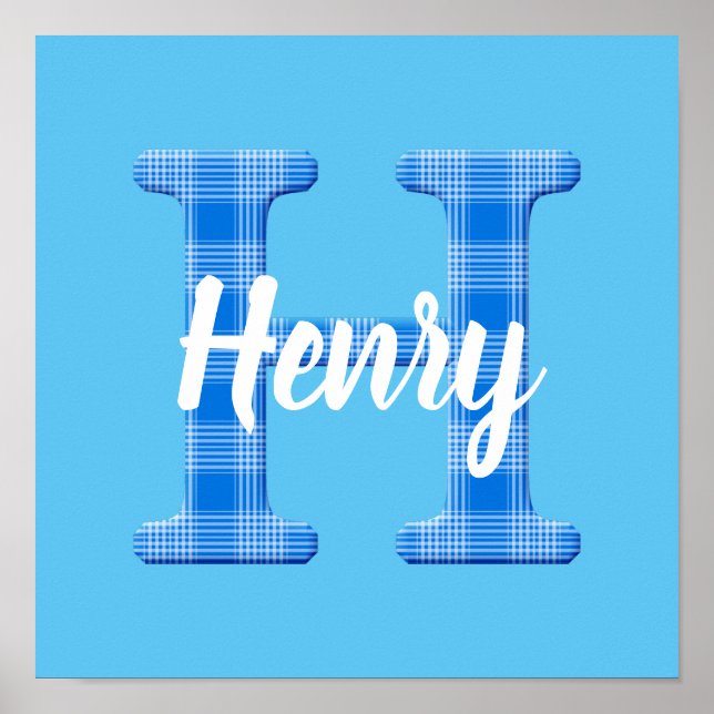 Póster Boys Name Custom Plaid Letter H (Frente)