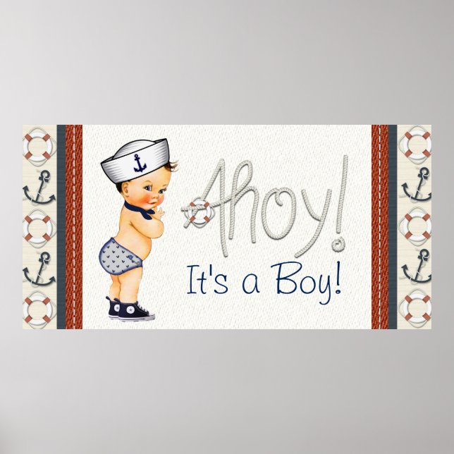 Póster Boys Nautical Baby Shower (Frente)