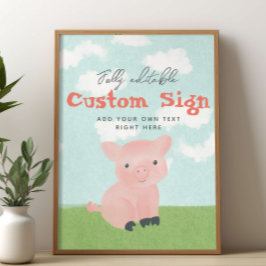 Póster Boys Personalizado de acuarela animal de granja Ró