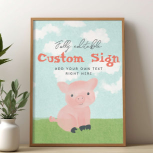 Póster Boys Personalizado de acuarela animal de granja Ró