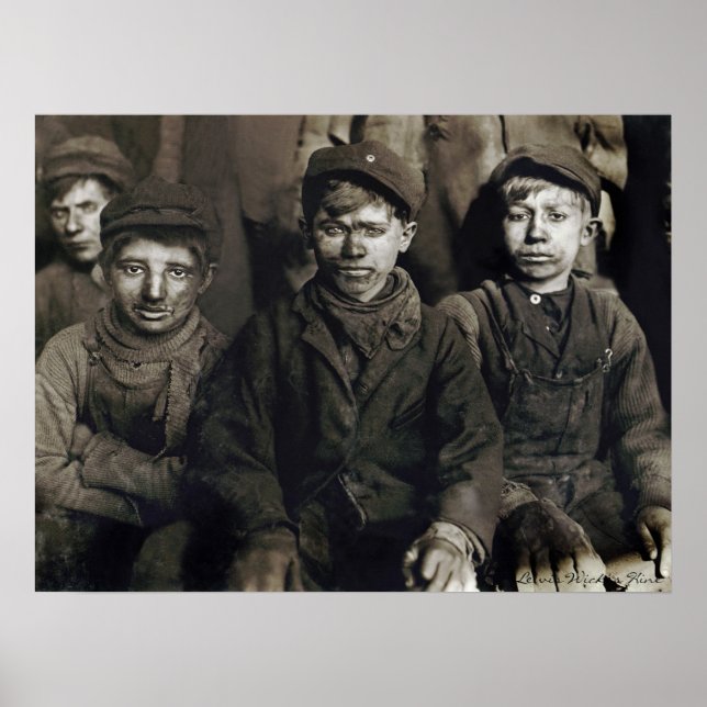 Póster Boys Pittston Breaker de Lewis Wickes Hine, 1911 (Frente)