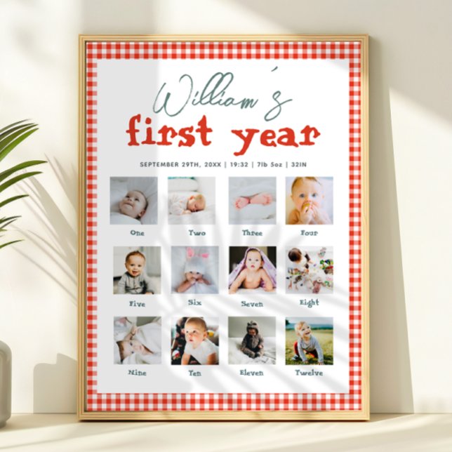 Póster Boys Rustic Farm First Year Birthday Photo Collage (Subido por el creador)