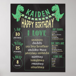 Póster Boys T-Rex Dinosaur 16x20 Template 1st Birthday