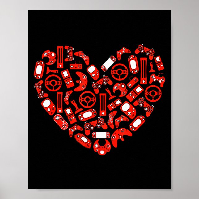 Póster Boys Valentines Day Gaming Video Gamer Controller  (Frente)