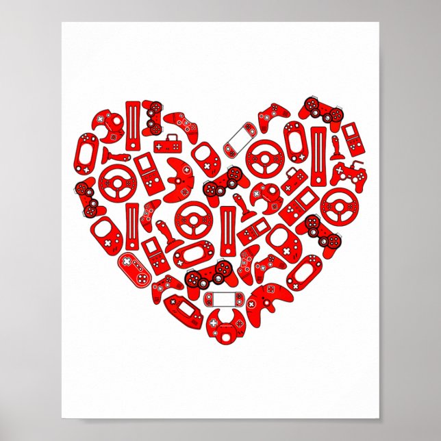 Póster Boys Valentines Day Gaming Video Gamer Controller  (Frente)
