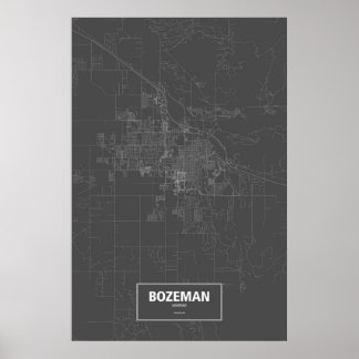 Póster Bozeman, Montana (blanco sobre negro)
