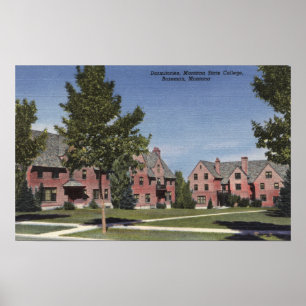 Póster Bozeman, Montana - Dormitorios en Montana State