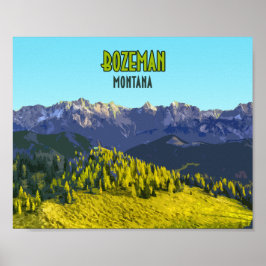 Póster Bozeman Montana Mountains Vintage