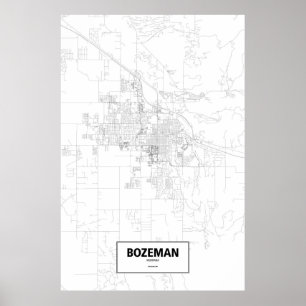 Póster Bozeman, Montana (negro en blanco)