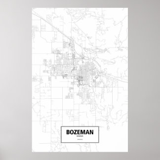 Póster Bozeman, Montana (negro sobre blanco)