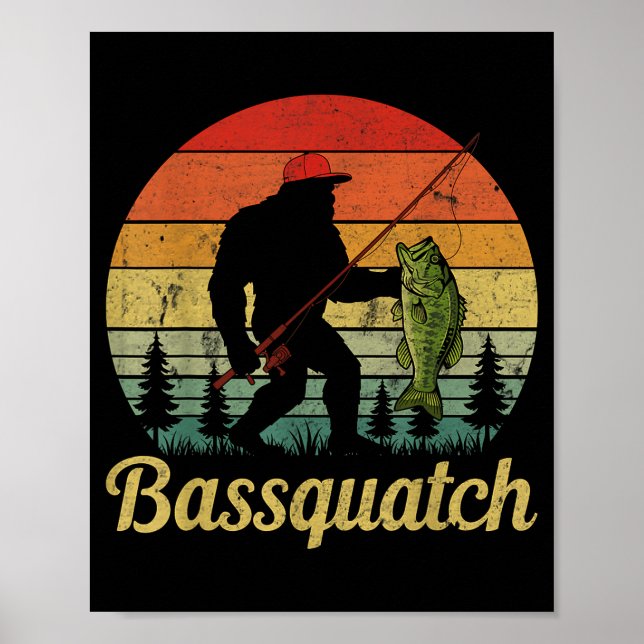 Póster Bquatch B Fishing Humor Bigfoot Ufo Sasquatch  (Frente)