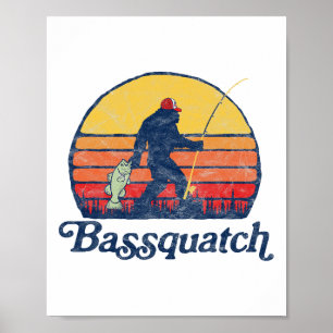 Póster Bquatch! Divertido Bigfoot Pesca Exterior Retro 1