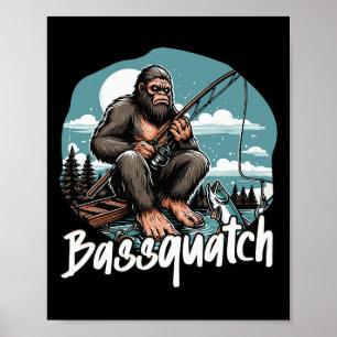 Póster Bquatch! Funny Fishing Outdoor Retro Fisherman Gif