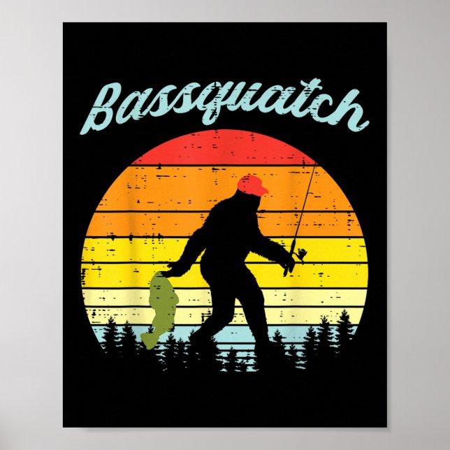Póster Bquatch Pie Grande Sasquatch Pescado Pesca Pescado (Frente)