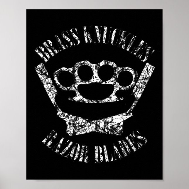 Póster Br Knuckles Y Razor Blades - Boxing Y Barber T (Frente)