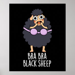 Póster Bra-bra Oveja Negra Graciosa Animal Pun Dark BG
