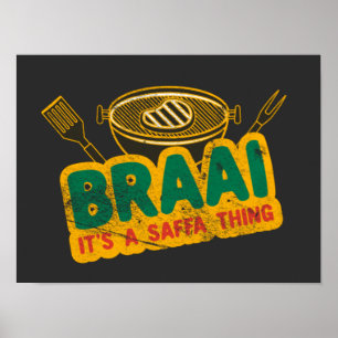 Póster Braai es un asunto de Saffa - regalo de barbacoa s