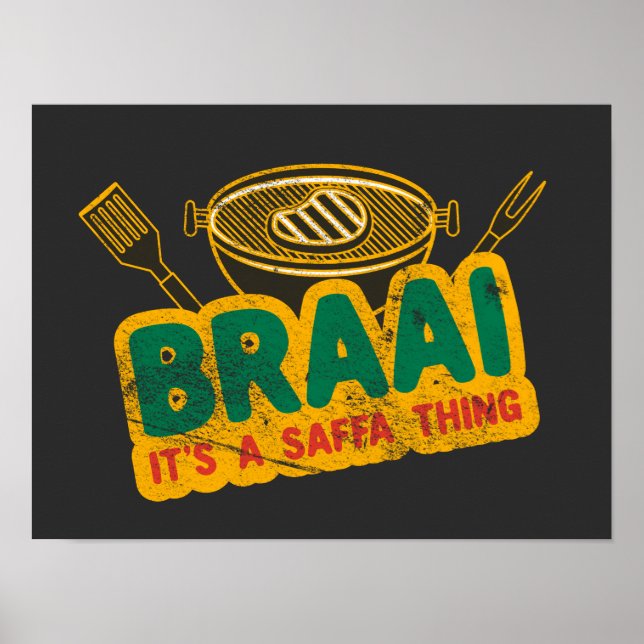 Póster Braai es un asunto de Saffa - regalo de barbacoa s (Frente)