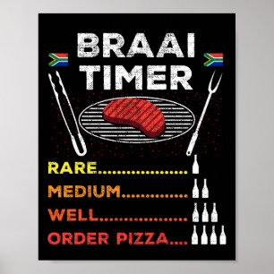 Póster Braai Timer African BBQ Funny