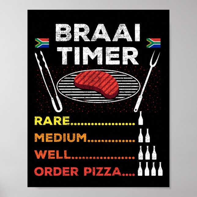Póster Braai Timer African BBQ Funny (Frente)