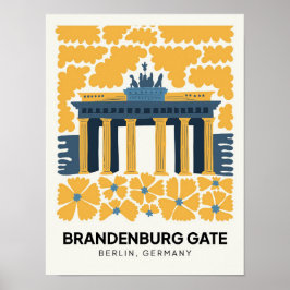 Póster Bradenburg Gate Berlin abstract travel floral art