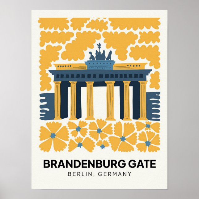 Póster Bradenburg Gate Berlin abstract travel floral art (Frente)