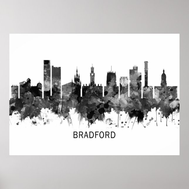 Póster Bradford England Skyline BW (Frente)