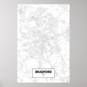 Póster Bradford, Inglaterra (negro en blanco)