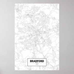 Póster Bradford, Inglaterra (negro sobre blanco)