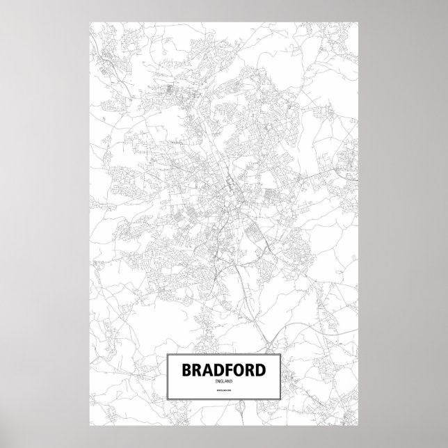 Póster Bradford, Inglaterra (negro sobre blanco) (Frente)