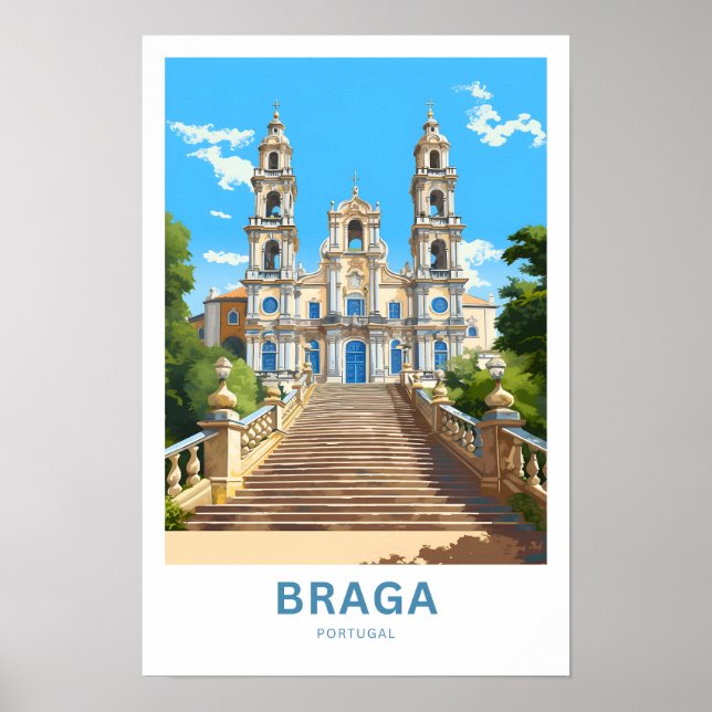 Póster Braga Portugal Viajes impresos (Frente)