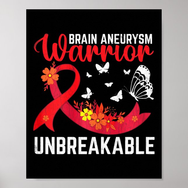 Póster Brain Aneurysm Warrior Unbreakable Surgery Awarene (Frente)