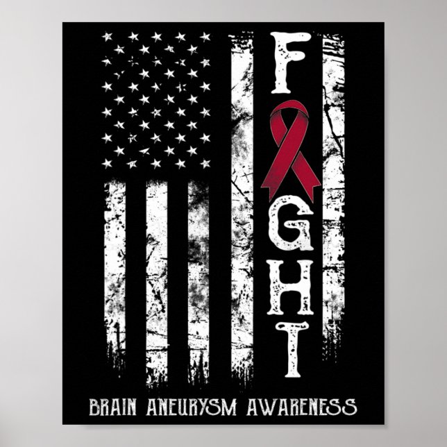Póster Brain Aneurysm Warrior Us Flag  (Frente)