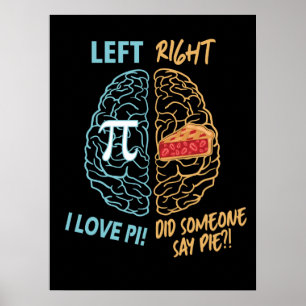 Póster Brain izquierdo Brain Derecha Funny Pi