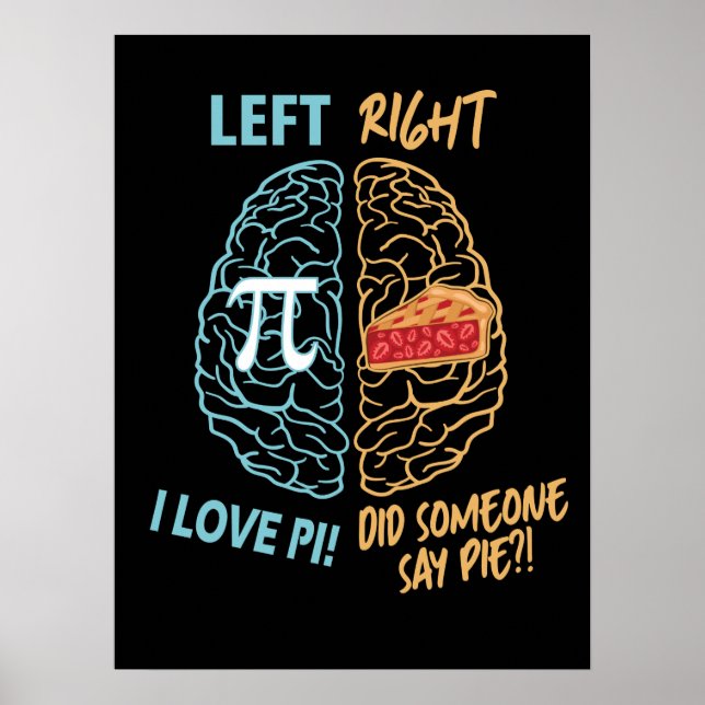 Póster Brain izquierdo Brain Derecha Funny Pi (Frente)