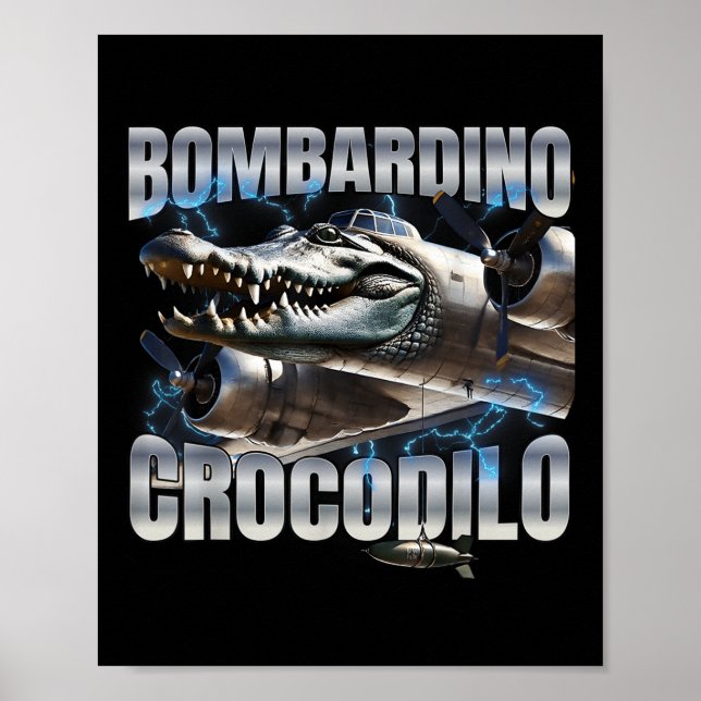 Póster Brainrot italiano Bombardino Crocodilo (Frente)