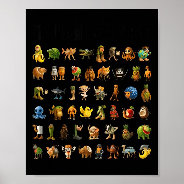 Póster Brainrot italiano Gen-z Meme Funny Brain Rot Chris (Frente)