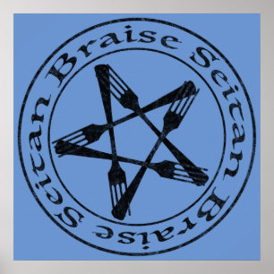 Póster Braise Seitan Vegan Pentagram (versión oscura)
