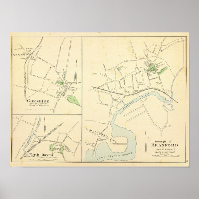 Póster Branford, Cheshire, N Haven (Frente)