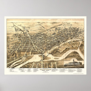 Póster Brantford, ON, Canada Panoramic Map - 1875