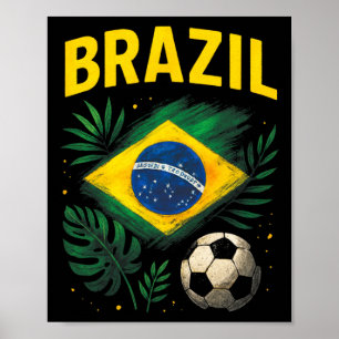Póster Brasil Bandera Brasileña Brasil Fútbol Fútbol