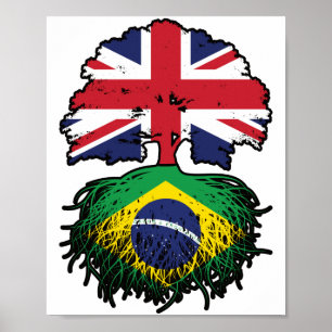 Póster Brasil: Bandera de los árboles británicos brasileñ