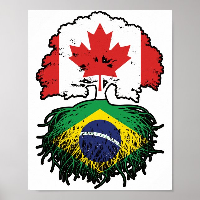 Póster Brasil: Bandera de raíces de árboles canadienses b (Frente)