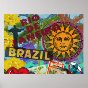 Póster Brasil: Collage Sun Sudamérica
