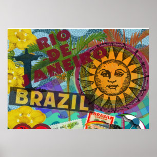 Póster Brasil: Collage Sun Sudamérica